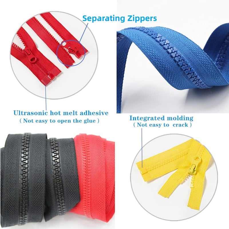 Wonesifee Zippers Colorful Resin Zippers set #5 Plastic Zippers Pull Separating Zippers for Clothes DIY Coat Handbags Sewing Garment Craft Bags Mixed 14 Colors Resin Zippers (40cm) 16inch - Image 5